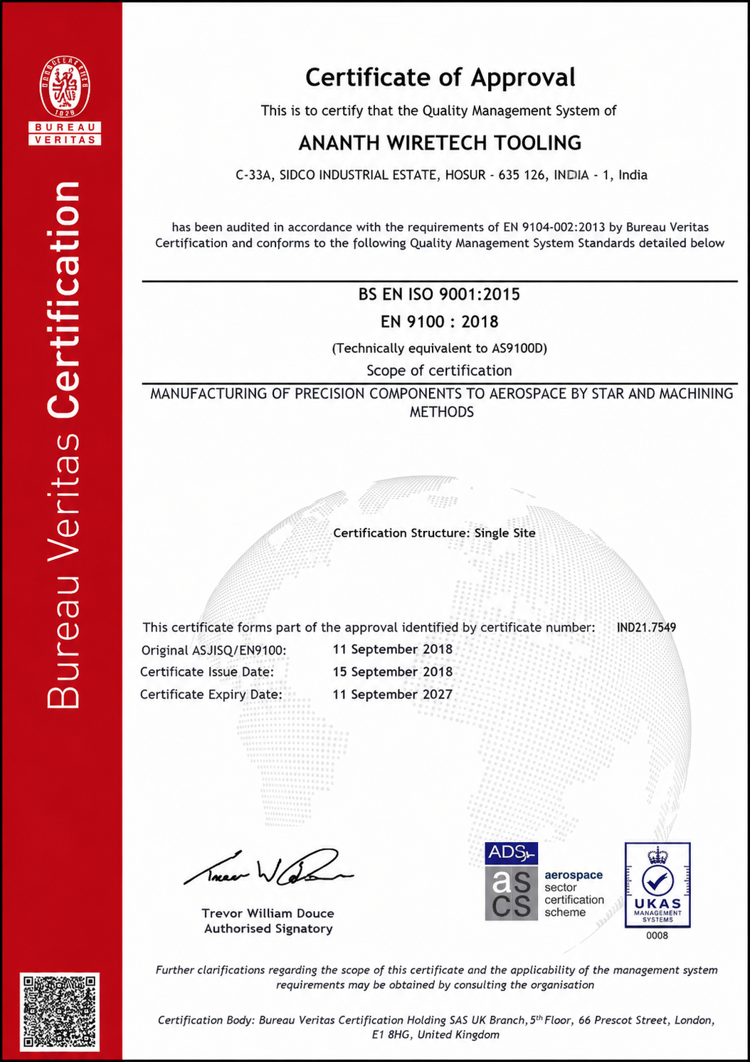 Bureau Veritas Certificate