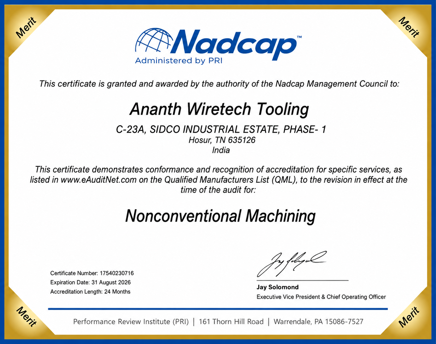 Nadcap Certificate